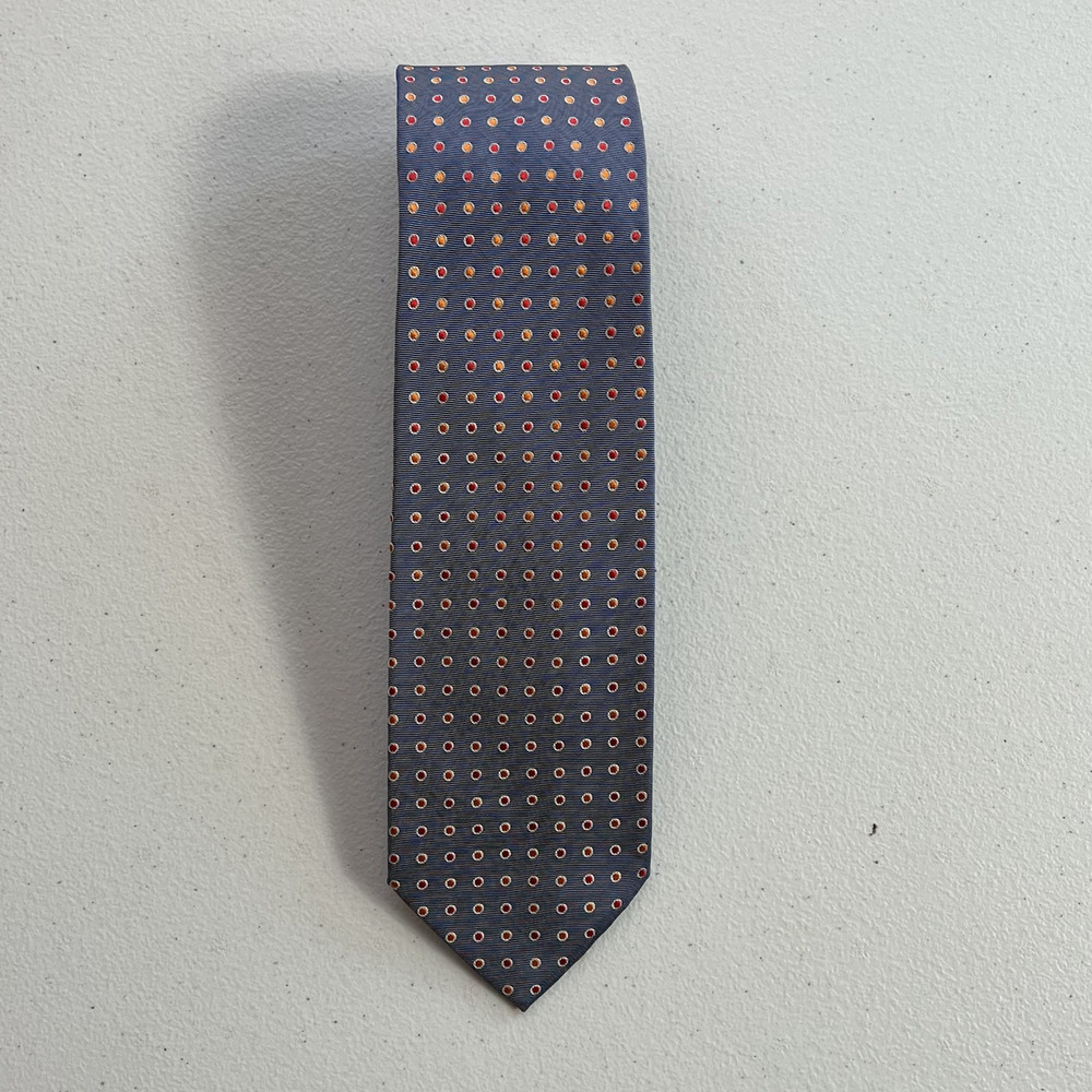Boss Hugo Boss Necktie Mens Silk Italy Geometric Pattern Dotted Gray Multicolor